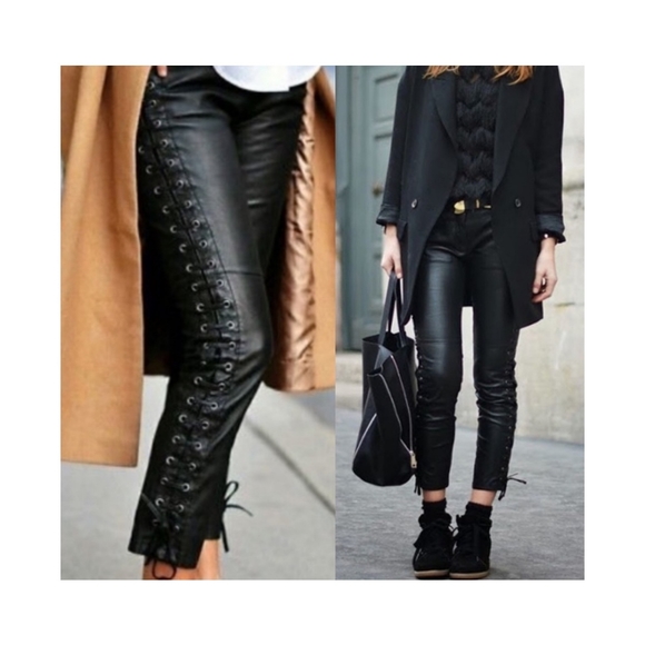 Isabel Marant Pants - Isabel Marant collab with H&M nappa lamb leather pants lace up sides size 6